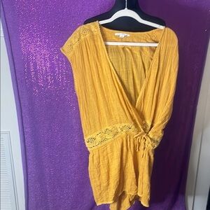 Mustard Yellow Lace Detail Wrap Jumpsuit by O'Neill